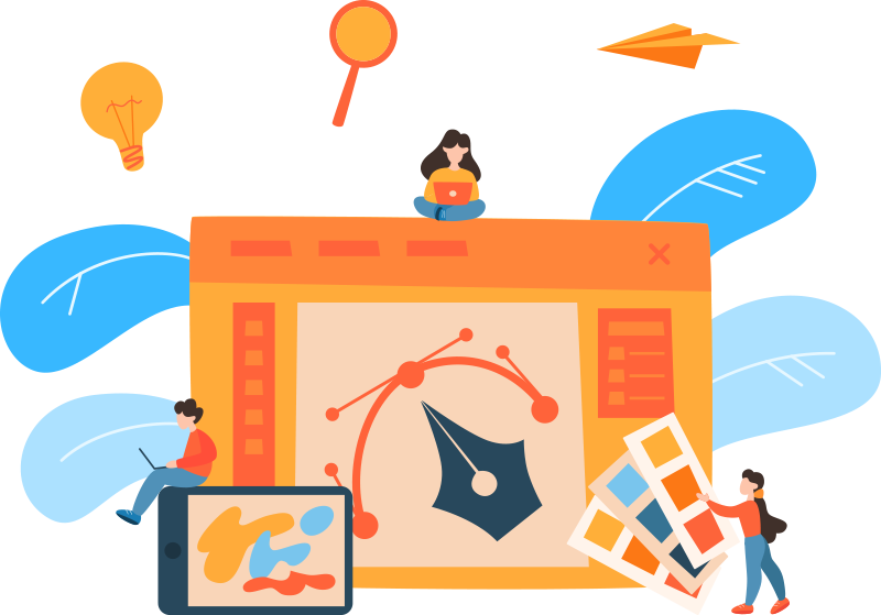 Modern software development and digital transformation illustration